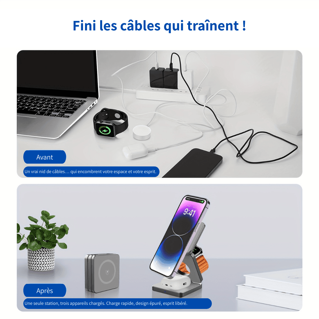 Station de Charge 3-en-1 pliable - TrioBoost